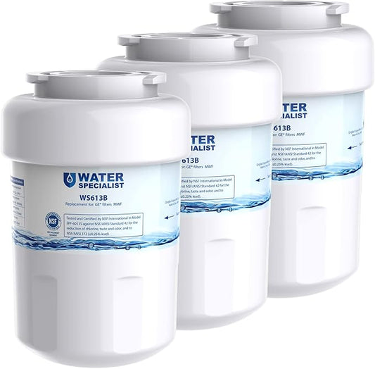 Waterspecialist WS613B Replacement for MWF®, SmartWater® MWFP, MWFA, GWF, HDX FMG-1, WFC1201, GSE25GSHECSS, PC75009, RWF1060, Kenmore® 9991 Refrigerator Water Filter, 3 Filters