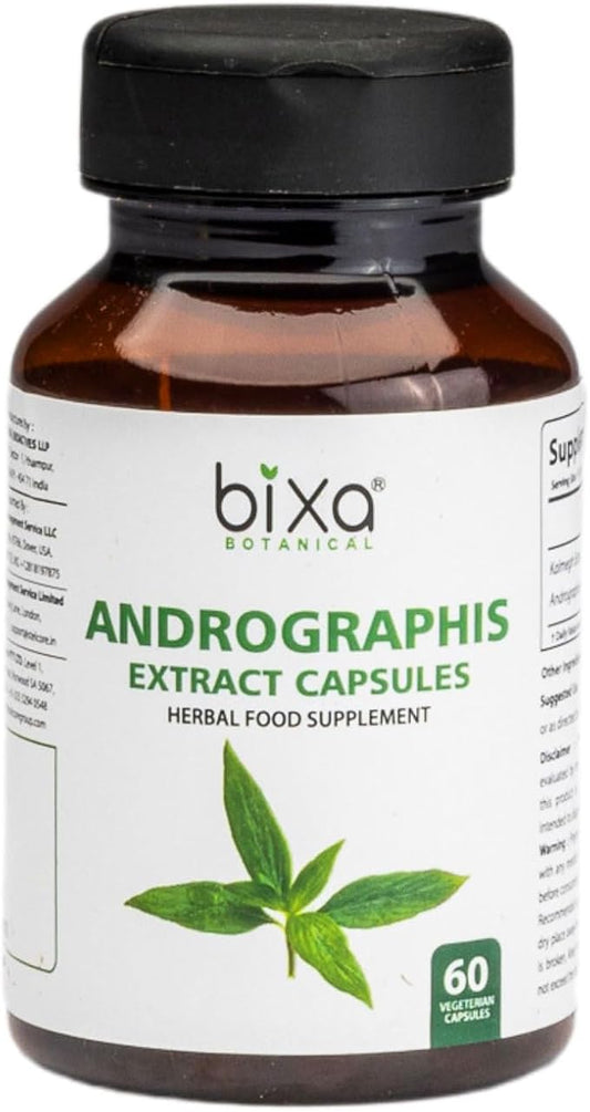 bixa BOTANICAL Ayurvedic Natural Herbal Supplement Andrographis (Kalmegh) Extract 20% Andrographolide | Natural Liver Tonic | for Healthy Immunity (450mg) Veg Capsules 60 Count (Pack of 1)