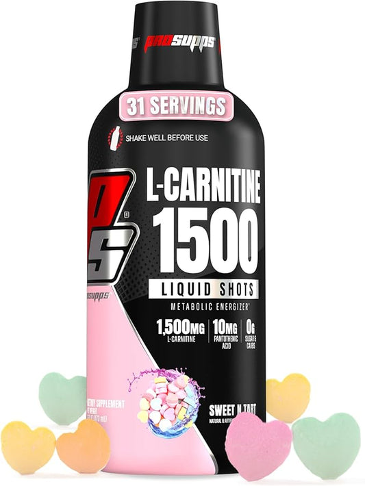 PROSUPPS L-Carnitine Liquid 1500, Stimulant-Free Liquid Shots for Men & Women - Clean Workout Drink for Energy, Performance & Muscle Recovery - No Sugar, No Carbs - 31 Servings, Sweet N-Tart