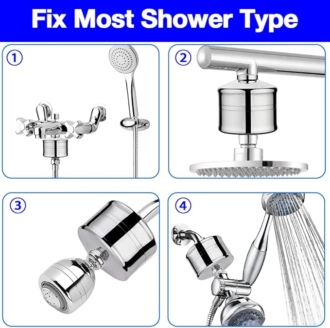 Shower Filter, 15 Stage Shower Head Filter for Hard High Output, Reduce Chlorine, Dry Skin - Shower Water Softener