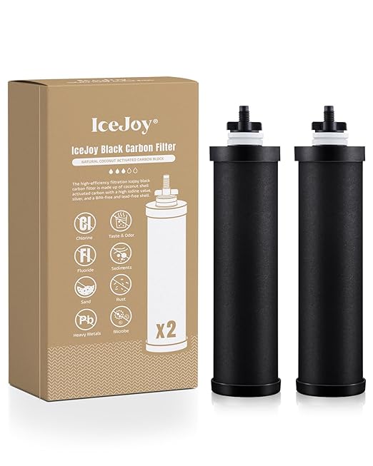 IceJoy Carbon Rods (2 PACK) for Gravity Water Filtration System - Replacement for Berkey® BB9-2® Black Filters, Berkey® Gravity Water Filter System and Other Filter System NSF/ANSI 42 Certification