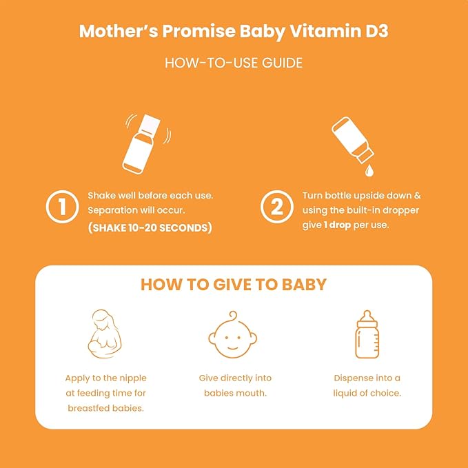 Organic Vitamin D Drops for Babies, Infants & Toddlers | Plant-Based, 400 IU Baby Vitamin D3 Liquid Supplement | Supports Healthy Growth, Bones, Heart & Immune Health for Newborns (2-Pack)