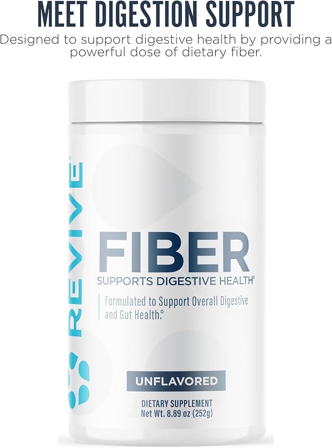 Revive MD Fiber Supplement for Digestive & Gut Health - 5g of Dietary Fiber Supports a Healthy Digestive System with Psyllium Husk & More - 30 Servings, Unflavored