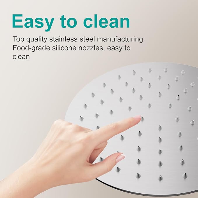 All Metal Rain Shower Head - Heavy Duty Stainless Steel, Easy Install, High Water Flow, Ultra-Thin Modern Design for Bathroom (Brushed Nickel, 8)