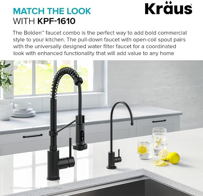 KRAUS Purita 100% Lead-Free Kitchen Water Filter Faucet in Matte Black, FF-100MB