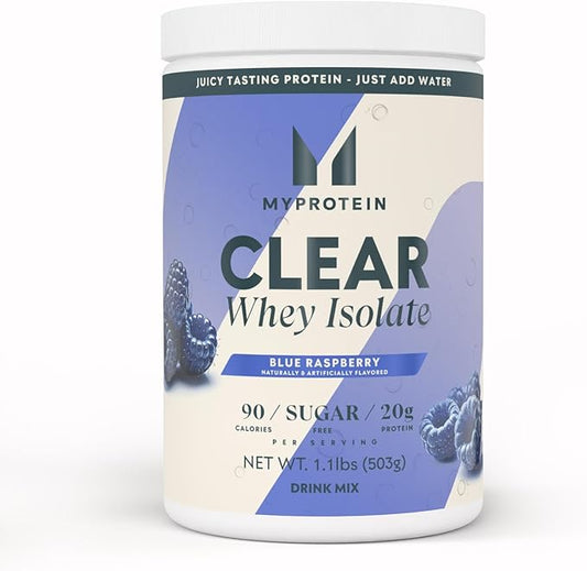 Myprotein Clear Whey Isolate Protein Powder, 1.1 Lb (20 Servings) Blue Raspberry, 20g Protein per Serving, Naturally Flavored Drink Mix, Daily Protein Intake for Superior Performance