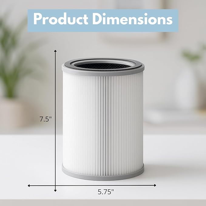 Nispira 3-in-1 True HEPA with Activated Charcoal Replacement Filters, Compatible with TOPPIN TPAP001 Air Purifier Comfy Air C2, 2-Packs