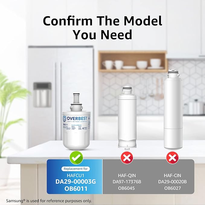 Overbest DA29-00003G Refrigerator Water Filter, Replacement For Samsung DA29-00003G, DA29-00003B, DA29-00003A, Aqua-Pure Plus, HAFCU1 (Pack of 3)