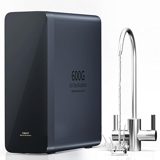 TOKIT UV Reverse Osmosis Water Filter, U2 Pro Alkaline Mineral Under Sink Water Filter System, Tankless RO Filtration, 600 GPD High Flow, NSF/ANSI 58, 2:1 Pure to Drain, Reduce TDS, 2 Way Faucet
