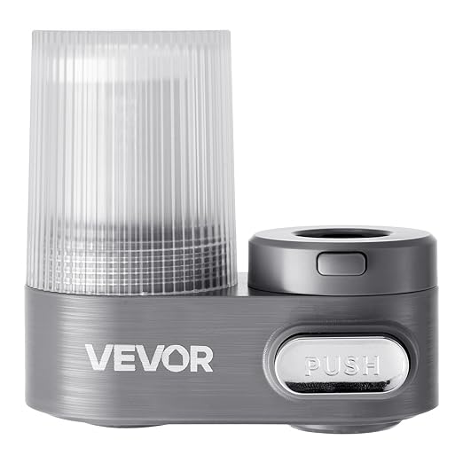 VEVOR Faucet Mount Water Filter, Vertical Water Purifier for Sink Tap, NSF Certified Carbon Fiber Filter, Removes Chlorine Lead with 3 Filters, Fits Most Kitchen or Bathroom Faucets, Gray