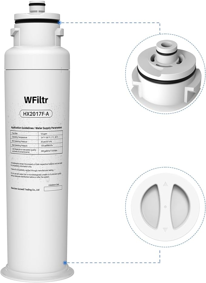 HX2017FR-A Water Filter Compatible with Hisense HRF266N6CSE1, HRF266N6CSE, HRF209N6CSE, HRF254N6TSE, HRF254N6DSE (1 Pack)