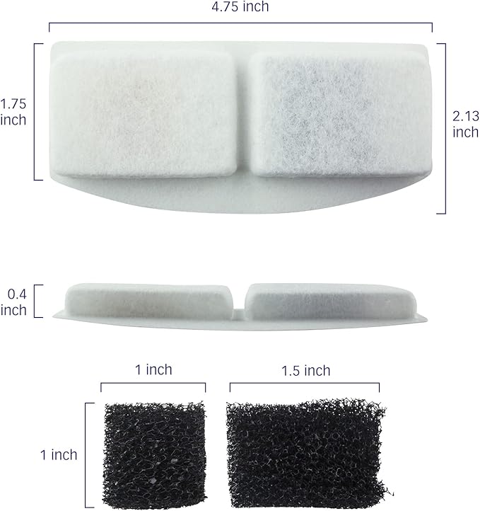 PET STANDARD Replacement Water Filter & 6 Pack Replacement Pre-Filter Sponges Compatible with VEKEN® 100oz/3L Automatic Pet Fountain, Pack of 12