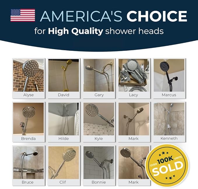 HammerHead Showers® Solid Metal Handheld Shower Head with Hose and Brass Holder - BRUSHED NICKEL - 2.5 GPM High Pressure Shower Heads with Adjustable Shower Wand Bracket - 6ft Flexible Extension