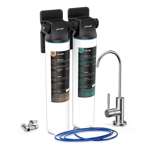 Frizzlife DW15F Under Sink Water Filter System with Brushed Nickel Faucet, NSF/ANSI 53&42 Certified Elements, Reduces 99.99% Lead, Chlorine, Fluoride, Bad Taste & Odor, 0.5 Micron, USA Tech Support