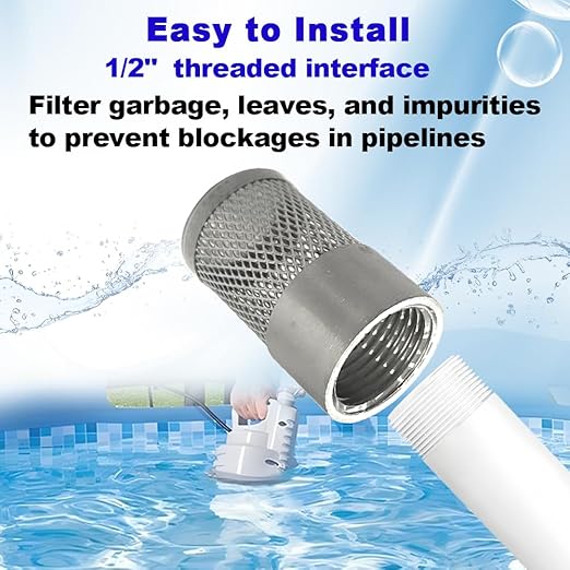 1/2" inch SUS304 Stainless Steel Filter Head with Internal Thread Diameter of 20mm Connected to DN15 1/2" Water Pipe Filter Used to Remove Debris and Reduce Solid Entry