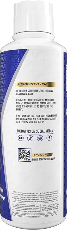 L Carnitine Liquid 3000 | Stimulant-Free L-Carnitine Supplement for Men & Women | Pre-Workout Energy Boost & Muscle Recovery | Zero Sugar, Fat, & Carbs | 31 Servings (Cherry Lime Slush)