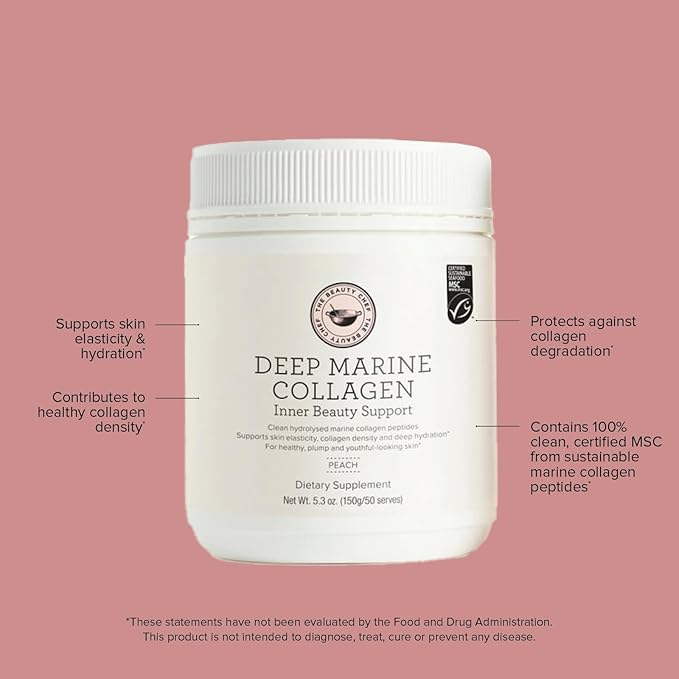 The Beauty Chef Deep Marine Collagen Inner Beauty Support Peach – Marine Collagen Drink for Skin Elasticity, Hydration & Gut Health – 500ml