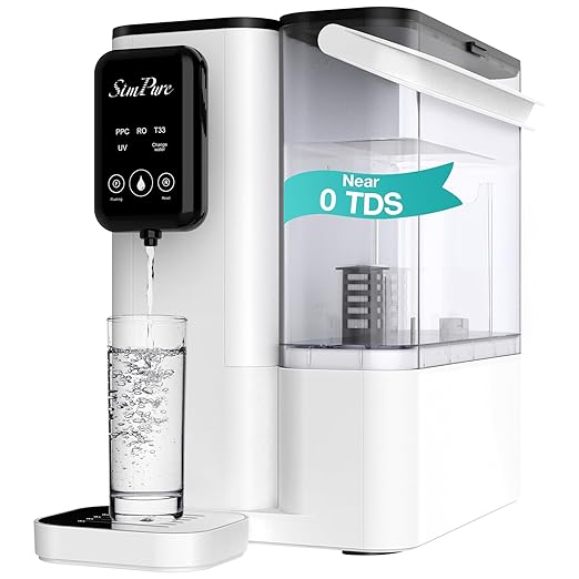 SimPure Y9T Countertop Reverse Osmosis Water Filter, Near Zero TDS 300 GPD 6 Stage Purification, RO Water Filtration System, Super Fast Filtering Portable Water Purifier