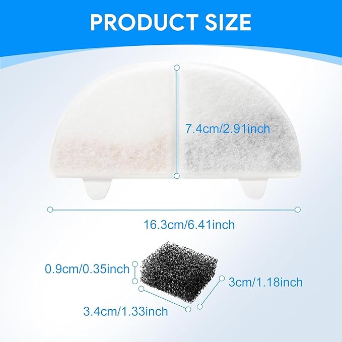 WF20/CF20 Cat Water Fountain Filter Replacement for Wireless Pumps Pet Fountain, 6 Pack Pet Filter Replacement with 6 Pack Water Pump Filters