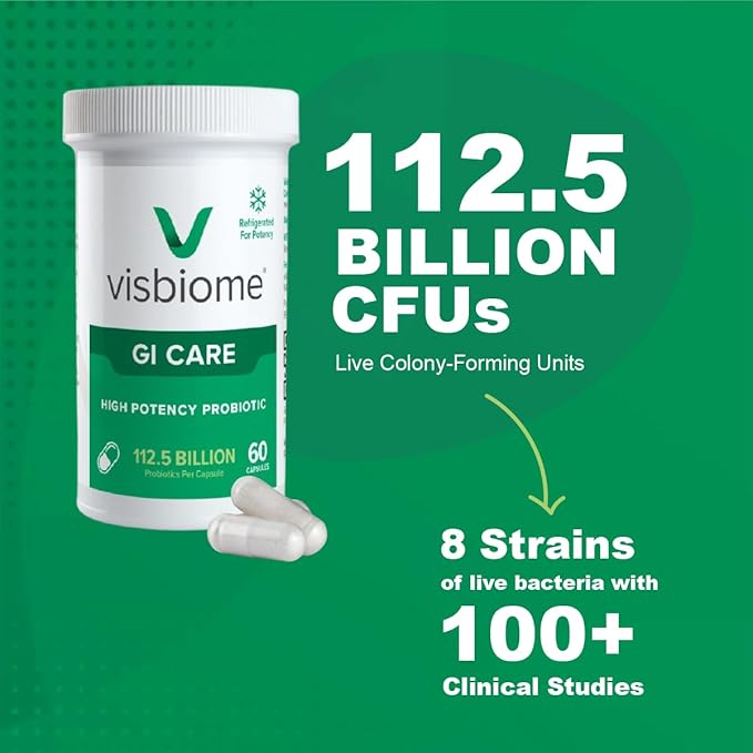 Visbiome® GI Care - High Potency Probiotic - 112.5 Billion CFU Live Probiotics, Original De Simone Formulation, Made in USA, 240 Capsules.