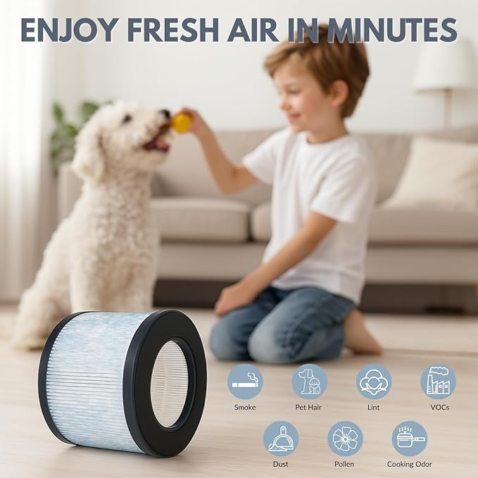 Nispira 3-in-1 True HEPA Filter Replacement Compatible with Miko Air Purifier C102 ibuki MA-01CW, MA-18, Okaysou AirMic4S, 2 Packs