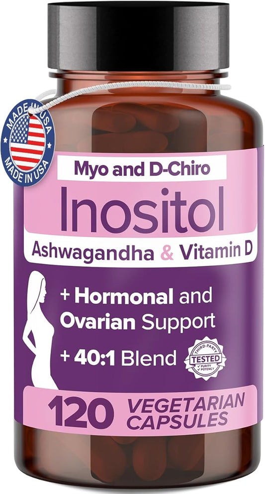 Intimate Rose Myo-Inositol & D-Chiro Inositol Supplement for Women - Hormone Balance & Ovarian Support for Women - Ideal 40:1 Ratio, Vitamin D3 + Ashwagandha