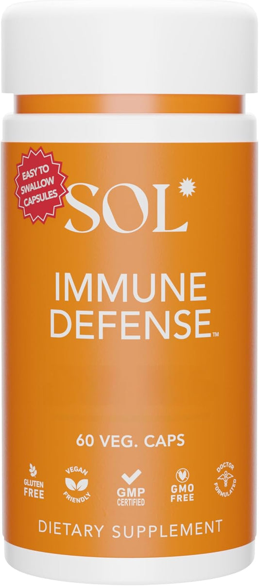 Immune Defense Supplement: Clears Allergens, Builds Strong Immune System, 15X More Powerful, Astragalus, Goto Kola, Andrographis, 60 Easy-to-Swallow Capsules, SOL Nutrition