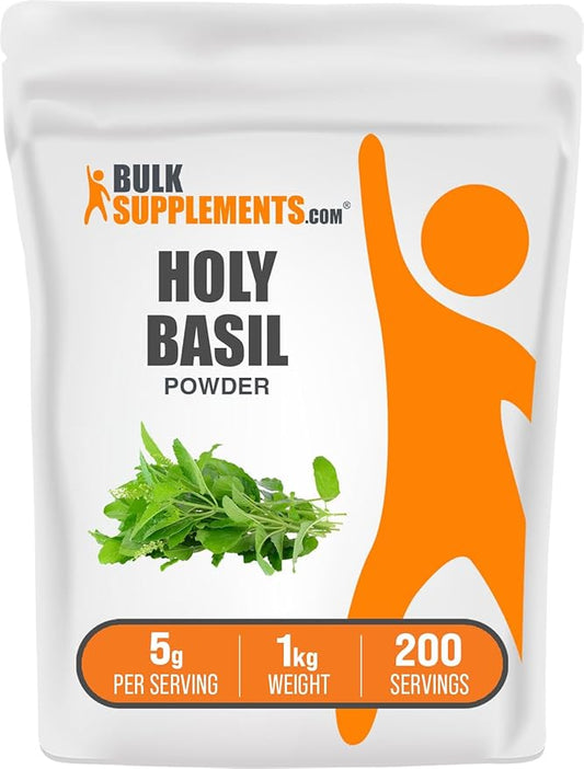 BulkSupplements.com Holy Basil Powder - Holy Basil Supplement, Holy Basil Leaf Powder - Tulsi Holy Basil, Herbal & Gluten Free, 5g per Serving, 1kg (2.2 lbs) (Pack of 1)