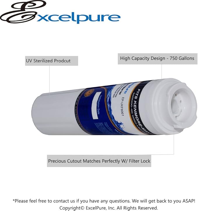 UKF8001 Replacement for Whirlpool FILTER 4, EDR4RXD1, 4396395, WRX735SDBM00, RWF0900A, EFF-6007A, MFI2568AES, MFI2569VEM, RFC0900A, WF295, PURICLEAN II, Refrigerator Water Filter, 1PACK