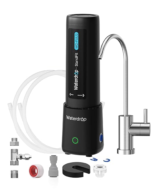 Waterdrop 10UB PRO Under Sink Water Filter, No Drilling Required, Time Reminder, with Brushed Nickel Faucet, Reduces Lead, Chlorine, Bad Taste & Odor, 11000 Gallons, Does not Lower TDS