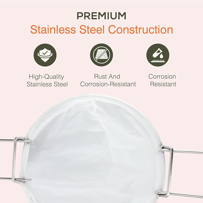 1PCS 10” Reusable Cone Filter Bag for Frying Oil - with Fryer Oil Filter Bag, Cooking Oil Filter Holder, Maple Syrup Cone Filter Stand - Durable Construction - Easy to Clean