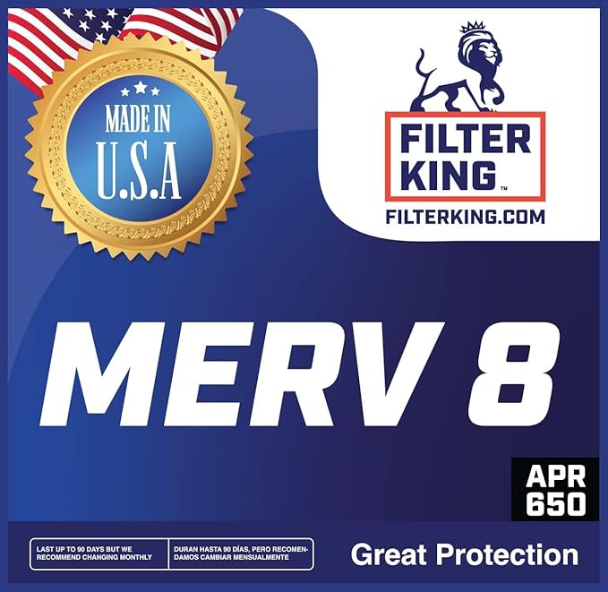 Filter King 12x16x1 Air Filter | 4-PACK | Carbon MERV 8 HVAC Pleated A/C Furnace Filters | MADE IN USA | Actual Size: 11.5 x 15.5 x .75"