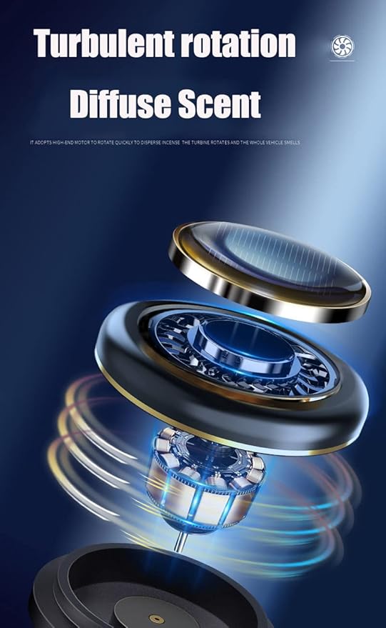 Solar Energy Powered Car Air Freshener Essential Oil Diffuser Perfume Scent Fragrance Air Purifier Rotating Fatigue Aromatherapy Diffuser for Car Home Office Decor