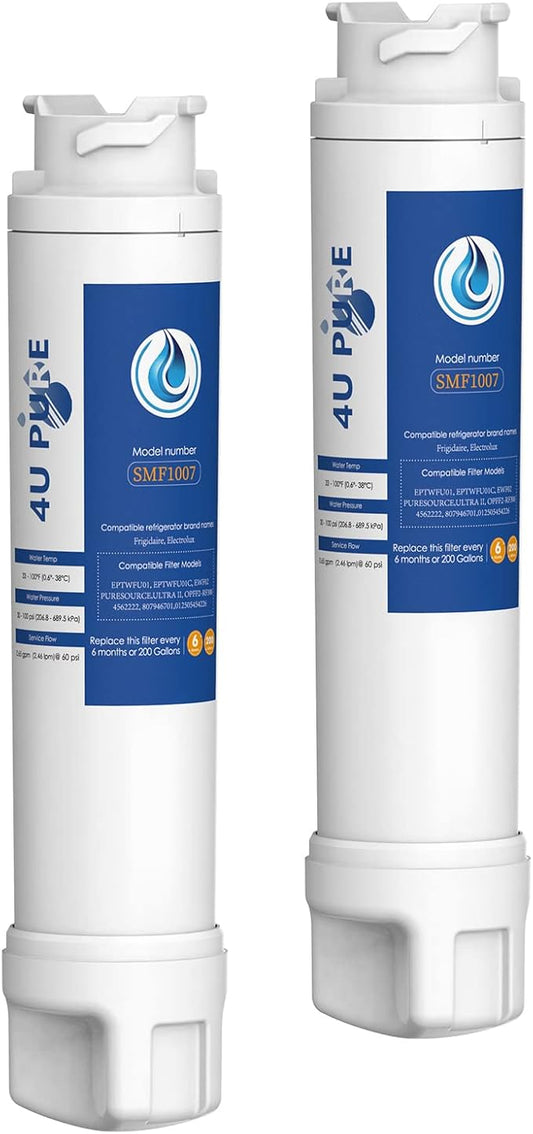 EPTWFU01 Water Filter, Replacement for Frigidaire EPTWFU01, Рurе Sоurсе Ultra 2, EWF02, 012505454226 Refrigerator Water Filter, Pack of 2