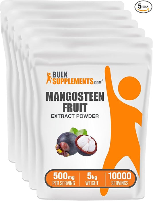 BulkSupplements.com Mangosteen Extract Powder - Superfood Supplement, from Mangosteen Fruit, Mangosteen Powder - Gluten Free, 500mg per Serving, 1kg (2.2 Pound) (Pack of 5)