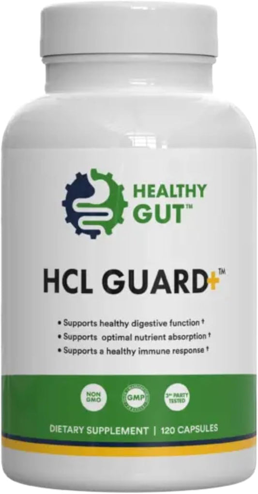 HCL Guard+ | Promotes Healthy Digestive Function | Betaine Hydrochloride, Organic Ginger Root, DGL, and Pepsin | 60 Servings