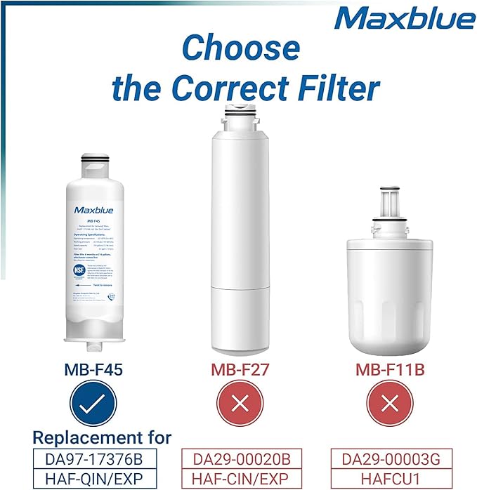 Maxblue DA97-17376B Refrigerator Water Filter, Compatible with Samsung® HAF-QIN/EXP, DA97-08006C, HAF-QIN, RF23M8070SR, RF28R7201SR, RF28R7351SG, MB-F45