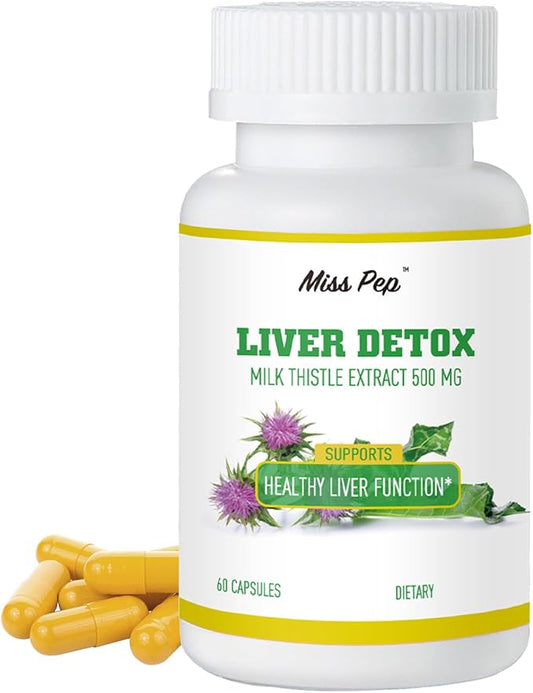 Milk Thistle,500 Mg Milk Thistle Supplement Per Capsule,Liver Health Support,Vegan and Non-GMO, 60 Capsules(1 Bottle)