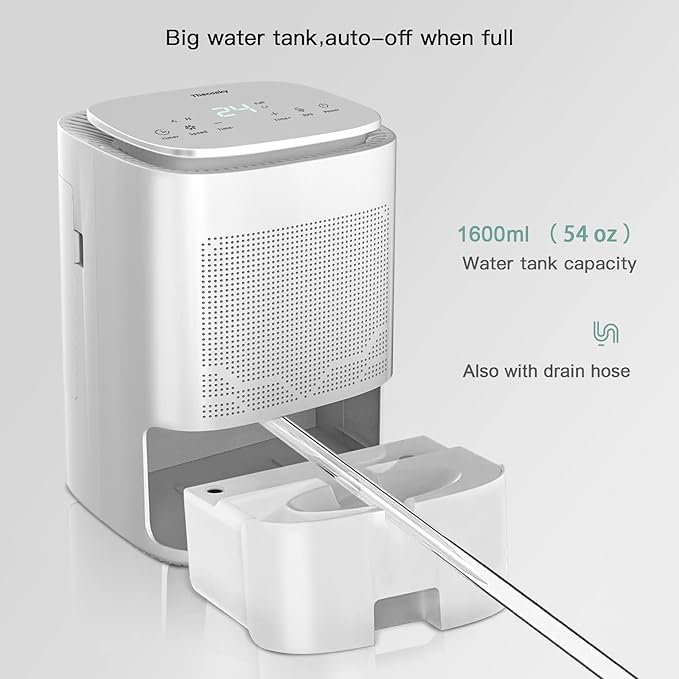 Dehumidifier and Air Purifier Combo,HEPA H13 Filter and Negative Air Ion Function,54oz(1600ML) Water Tank with Drain Hose,24hrs Auto-Off Timer,Idea for Bedroom,Bathroom,Closet,RV