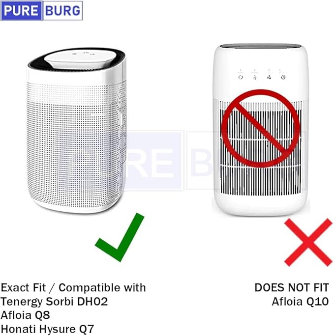 PUREBURG Replacement Filter Compatible with Tenergy Sorbi DH02 Dehumidifier Air Purifier 2-in-1(1000ML) & Afloia Q8 & Honati Hysure Q7,3-Pack H13 HEPA + Activated Carbon Version