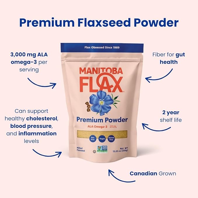 Ground Flax Seed | Manitoba Milling Co | Six 1lb Bags | Smooth Milled Flaxseed Fiber with Protein, Omega 3 | Gluten Free, Non-GMO Gourmet Milled Flaxseed for Muffins, Yogurt, Smoothies