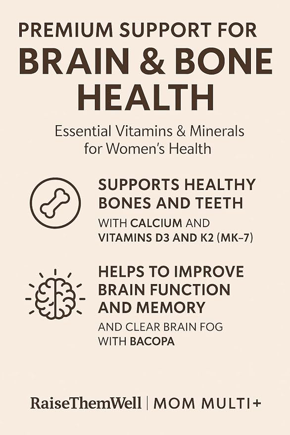 Mom Multi+ Daily Multivitamin for Women with Active Folate, Adaptogens & Bacopa, Energy, Stress & Cognitive Support, 120 Veggie Capsules
