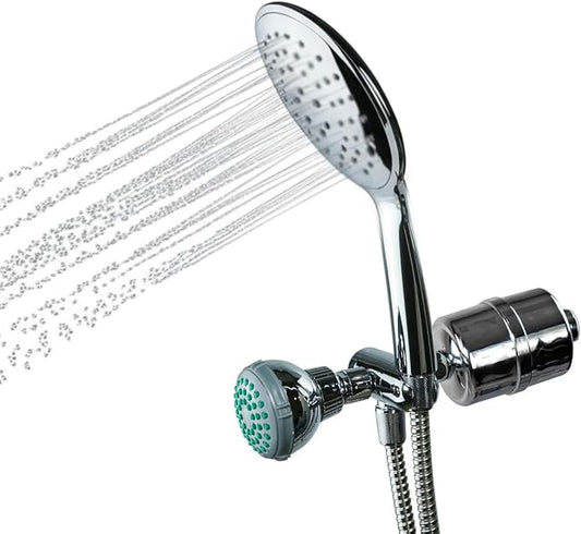 Crystal Quest Luxury Shower Power Handheld & Shower Head Combo Filtration System Chrome - BPA Free | 1.25-2.5 GPM | Reversible Cartridge | Great for Dechlorination