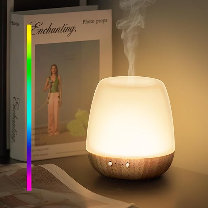Glass Essential Oil Diffuser, 180ml Ultrasonic Aroma Diffuser for Essential Oil Large Room, Auto-Off Timer & Night Light with 7 Mood Lights, Quiet, Air Diffusers for Home Bedroom Office, Gift Idea