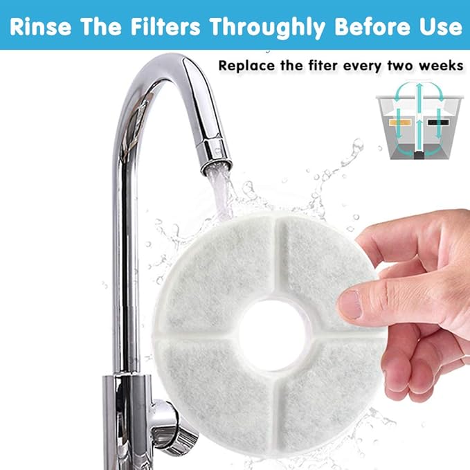 12-Pack Cat Water Fountain Filters, Round Replacement Filters for 2.4L Fountains