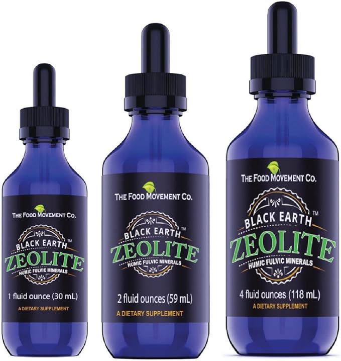 Black Earth Zeolite with Humic Fulvic Acids Trace Minerals for Adults and Kids for Detox, Gut Health and Immune Support - 2oz Liquid Drops Supplement