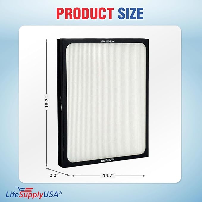 LifeSupplyUSA True HEPA Filter Replacement Compatible with Blueair 200, 300 Series Air Purifier