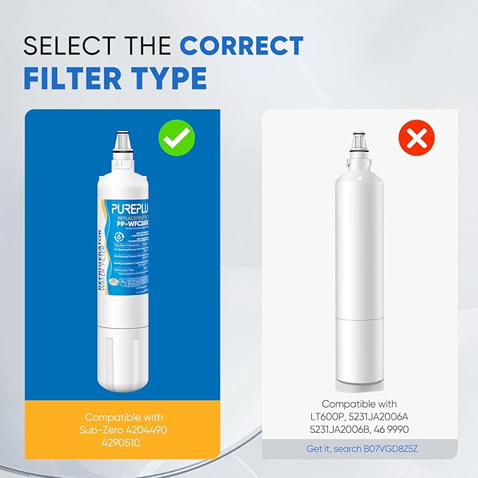 PUREPLUS 4204490 Replacement For Sub Zero, Sub-Zero 4204490, 4290510 Refrigerator Water Filter, 3 Pack