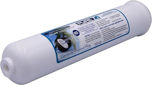 PureT IL-12W-C-14, 12"x2.5" (1/4" NPT Thread Connect) Inline Post GAC Carbon Filter - NSF Certified - Reverse Osmosis Water Filter, Lifetime of 1 Year or 1,500 Gallons