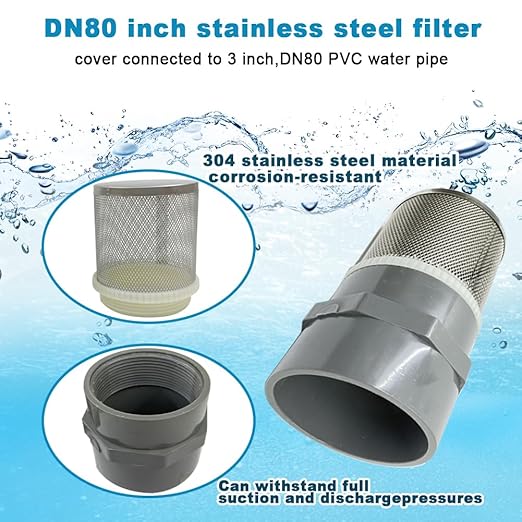 3 inch stainless steel filter DN80/3" Grey PVC Suction Strainers used to remove debris and reduce solid entry （1pcs）